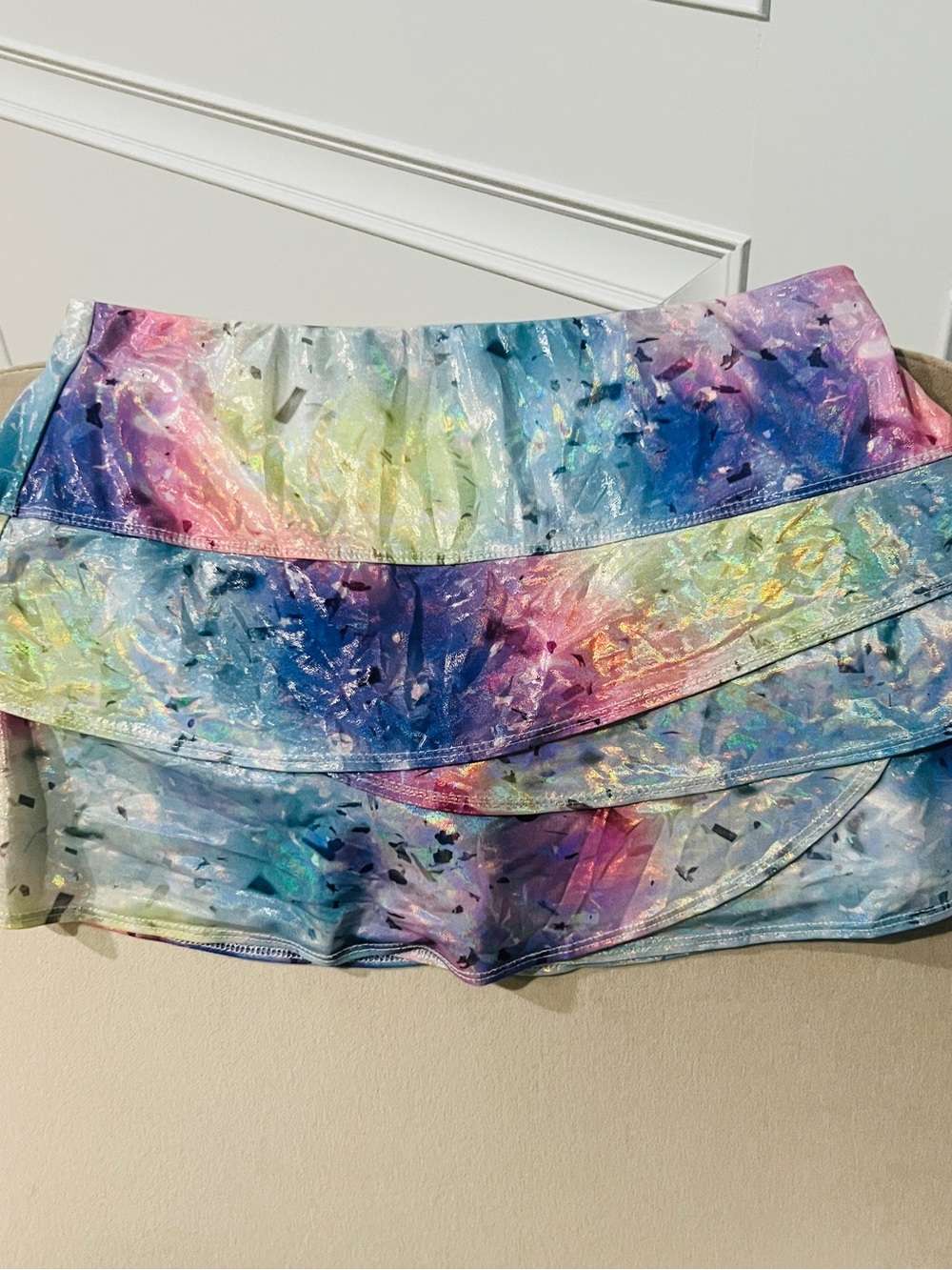 Lucky in Love Girls' Pastel Rainbow Metallic Skort